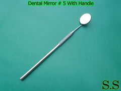 Dental Mouth Mirror with Handle # 5  Stainless steel